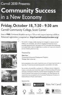 Community Success in a New Economy Announcement
